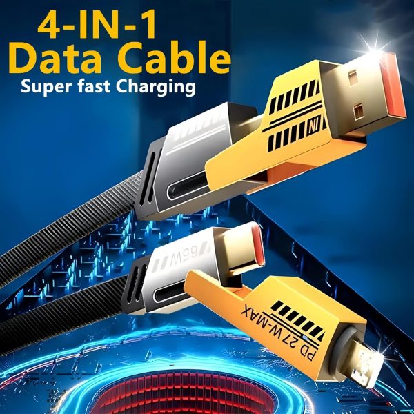 4-in-1 Fast Charging Cable | USB-C & Lightning | For iPhone, Android, iPad, MacBook