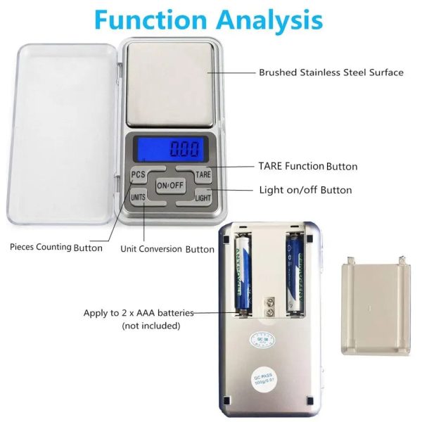 Mini Digital Pocket Scale – High Precision Electronic Jewelry & Kitchen Gram Scale with LCD Backlight (Silver)