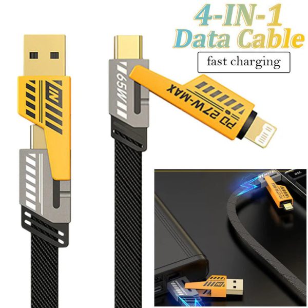 4-in-1 Fast Charging Cable | USB-C & Lightning | For iPhone, Android, iPad, MacBook