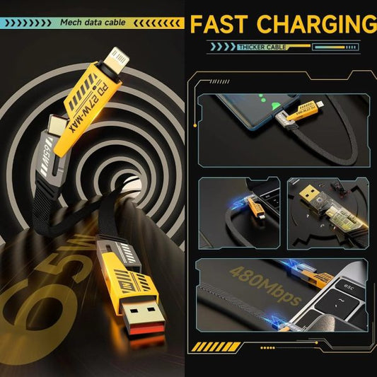 4-in-1 Fast Charging Cable | USB-C & Lightning | For iPhone, Android, iPad, MacBook