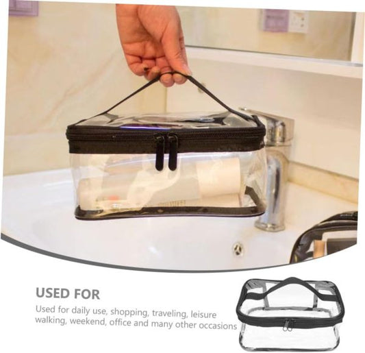 Clear Travel Makeup Bag – Waterproof, Transparent & Portable Cosmetic Organizer – Stylish PVC Zipper Pouch for Toiletries, Makeup & Skincare – Random Color
