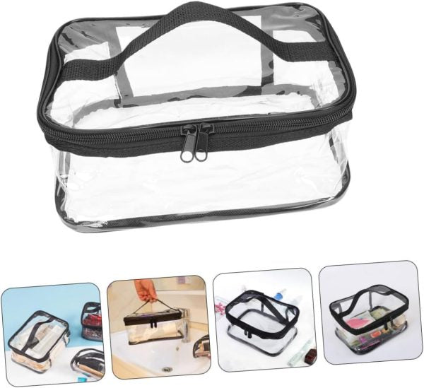 Clear Travel Makeup Bag – Waterproof, Transparent & Portable Cosmetic Organizer – Stylish PVC Zipper Pouch for Toiletries, Makeup & Skincare – Random Color