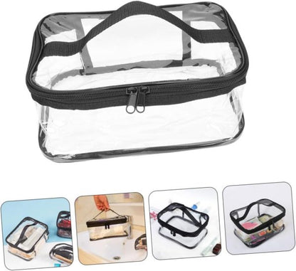 Clear Travel Makeup Bag – Waterproof, Transparent & Portable Cosmetic Organizer – Stylish PVC Zipper Pouch for Toiletries, Makeup & Skincare – Random Color
