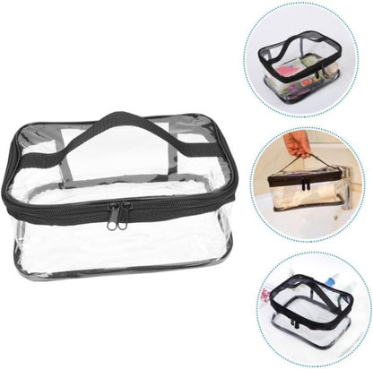 Clear Travel Makeup Bag – Waterproof, Transparent & Portable Cosmetic Organizer – Stylish PVC Zipper Pouch for Toiletries, Makeup & Skincare – Random Color