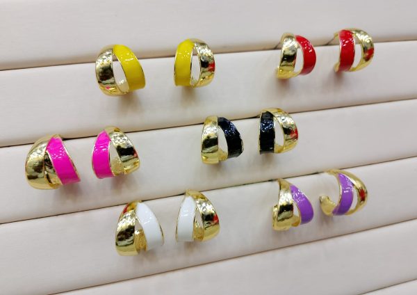Elegant Dual Colour Korean Gold Plated Earrings – Trendy Casual & Formal Wear Fashion Jewelry for Women