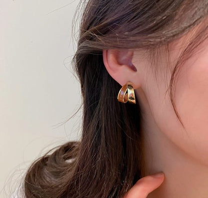 Elegant Dual Colour Korean Gold Plated Earrings – Trendy Casual & Formal Wear Fashion Jewelry for Women