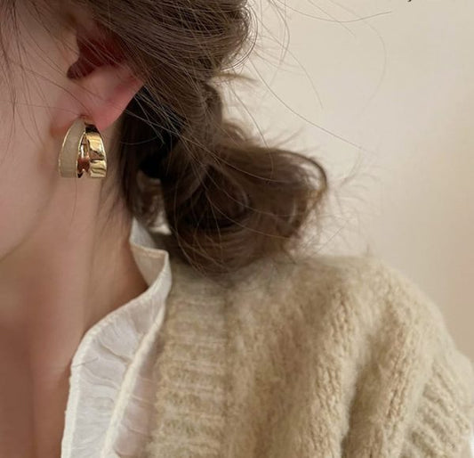 Elegant Dual Colour Korean Gold Plated Earrings – Trendy Casual & Formal Wear Fashion Jewelry for Women