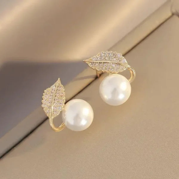 Leaf Pearl Earrings – Elegant Studs for Women & Girls | Classy Daily & Party Wear Jewelry