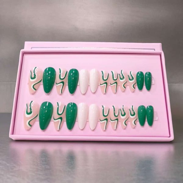 24pcs O.TWO.O Green Matte Press-On Nails with Accessories | Reusable & Easy to Apply