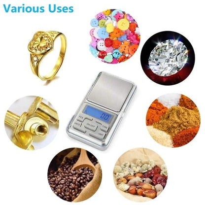 Mini Digital Pocket Scale – High Precision Electronic Jewelry & Kitchen Gram Scale with LCD Backlight (Silver)