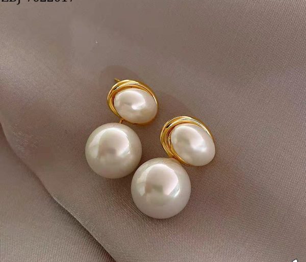 Oval Marble Korean Earrings – Elegant Minimalist Drop Earrings for Women & Girls | Golden Finish