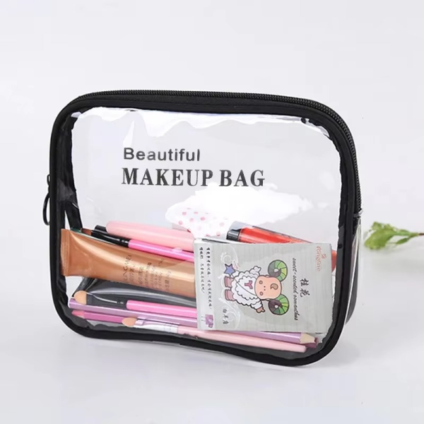 Clear Travel Makeup Bag – Waterproof, Transparent & Portable Cosmetic Organizer – Stylish PVC Zipper Pouch for Toiletries, Makeup & Skincare – Random Color