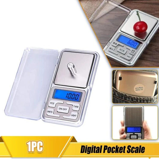 Mini Digital Pocket Scale – High Precision Electronic Jewelry & Kitchen Gram Scale with LCD Backlight (Silver)