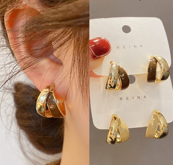 Elegant Dual Colour Korean Gold Plated Earrings – Trendy Casual & Formal Wear Fashion Jewelry for Women