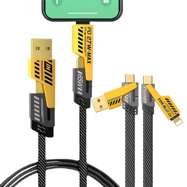 4-in-1 Fast Charging Cable | USB-C & Lightning | For iPhone, Android, iPad, MacBook