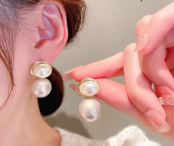Oval Marble Korean Earrings – Elegant Minimalist Drop Earrings for Women & Girls | Golden Finish