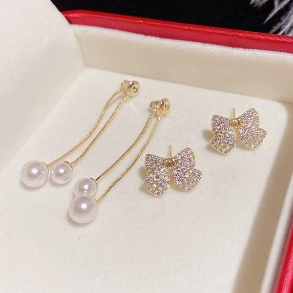 Elegant Bow Style Zircon Earrings – Sweet Korean Style Jewelry for Women & Girls