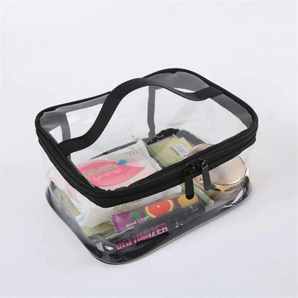 Clear Travel Makeup Bag – Waterproof, Transparent & Portable Cosmetic Organizer – Stylish PVC Zipper Pouch for Toiletries, Makeup & Skincare – Random Color